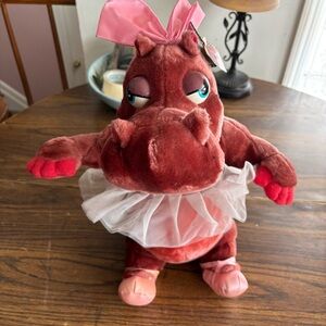 Fantasia Hyacinth Hippo Ballerina Plush Disney land 1990 Rare Stuffed Animal Vtg